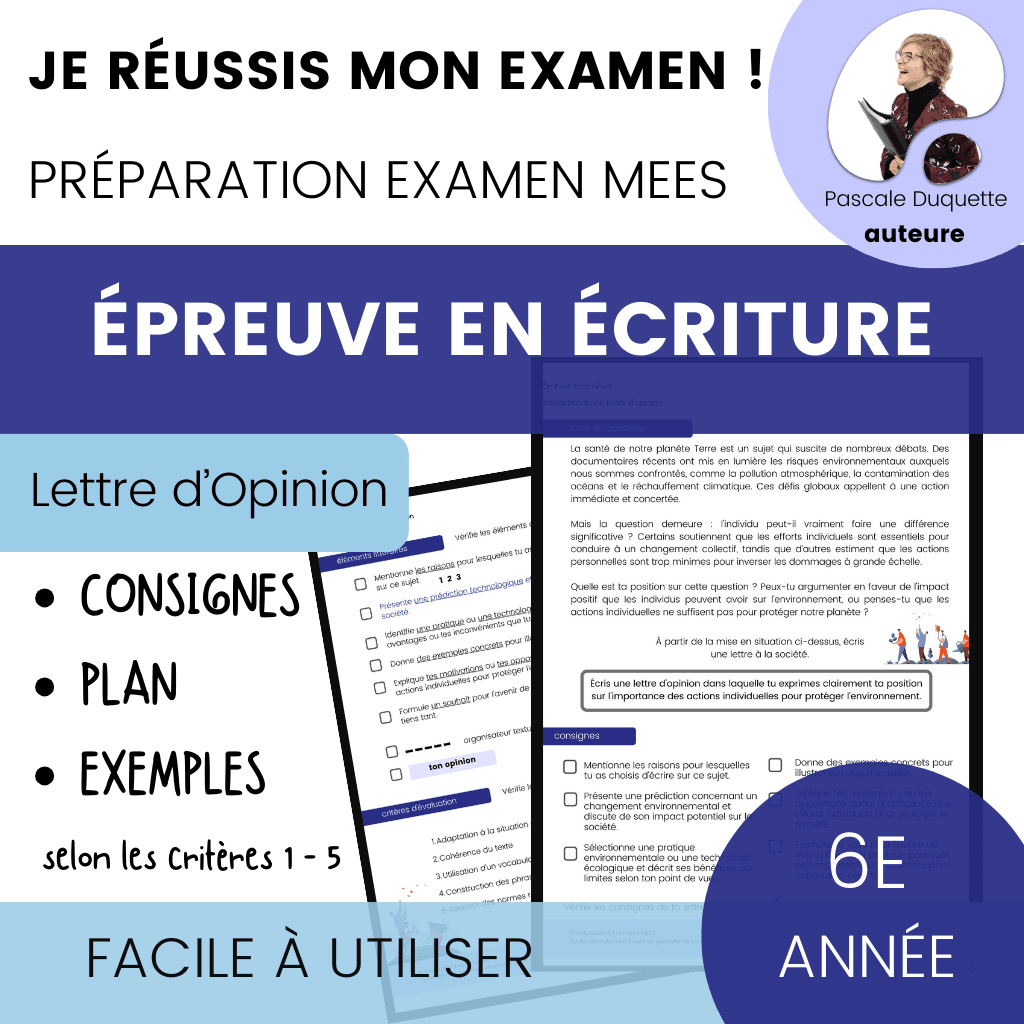 Simulation d'épreuve en écriture : 6e année